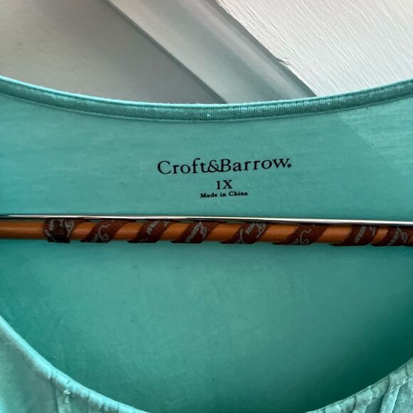 Croft & Barrow Tiffany Blue Pin Tuck Swing Top sz 1X - Picture 3 of 5